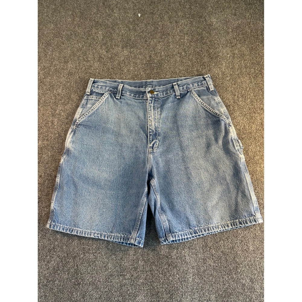 Carhartt B28 DST Mens Denim Carpenter Shorts Blue Size 36 Relaxed Fit Utility